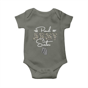 Personalized Army Family Baby Onesie Custom Name Tag Proud Army Sister Military Camo TS10 Military Green Print Your Wear