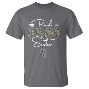 Personalized Army Family T Shirt Custom Name Tag Proud Army Sister Military Camo TS10 Charcoal Print Your Wear
