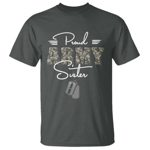 Personalized Army Family T Shirt Custom Name Tag Proud Army Sister Military Camo TS10 Dark Heather Print Your Wear