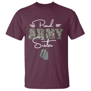 Personalized Army Family T Shirt Custom Name Tag Proud Army Sister Military Camo TS10 Maroon Print Your Wear