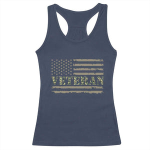 Veteran Racerback Tank Top Retro Patriotic Army Camouflage US Flag TS10 Navy Print Your Wear