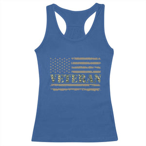 Veteran Racerback Tank Top Retro Patriotic Army Camouflage US Flag TS10 Royal Blue Print Your Wear