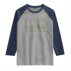 Veteran Raglan Shirt Retro Patriotic Army Camouflage US Flag TS10 Sport Gray Navy Print Your Wear