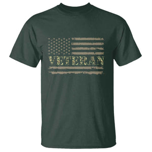 Veteran T Shirt Retro Patriotic Army Camouflage US Flag TS10 Dark Forest Green Print Your Wear