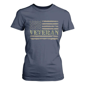 Veteran T Shirt For Women Retro Patriotic Army Camouflage US Flag TS10 Navy Print Your Wear