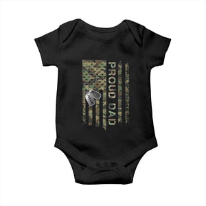 Personalized Proud Army Dad Baby Onesie Custom Name Dog Tag Camo American Flag Gift TS10 Black Print Your Wear
