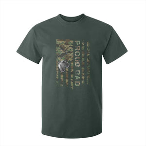 Personalized Proud Army Dad T Shirt For Kid Custom Name Dog Tag Camo American Flag Gift TS10 Dark Forest Green Print Your Wear
