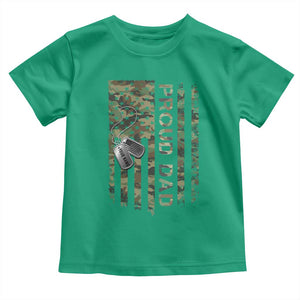 Personalized Proud Army Dad Toddler T Shirt Custom Name Dog Tag Camo American Flag Gift TS10 Irish Green Print Your Wear