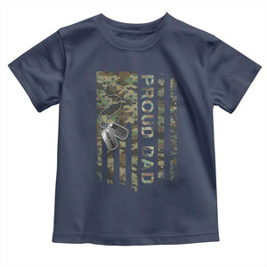 Personalized Proud Army Dad Toddler T Shirt Custom Name Dog Tag Camo American Flag Gift TS10 Navy Print Your Wear