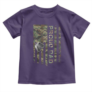 Personalized Proud Army Dad Toddler T Shirt Custom Name Dog Tag Camo American Flag Gift TS10 Purple Print Your Wear