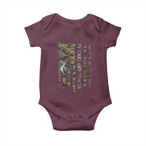 Personalized Proud Army Brother Baby Onesie Custom Name Dog Tag Camo American Flag Gift TS10 Maroon Print Your Wear
