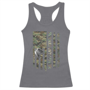 Personalized Proud Army Brother Racerback Tank Top Custom Name Dog Tag Camo American Flag Gift TS10 Charcoal Print Your Wear