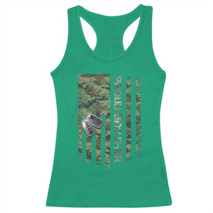 Personalized Proud Army Brother Racerback Tank Top Custom Name Dog Tag Camo American Flag Gift TS10 Irish Green Print Your Wear