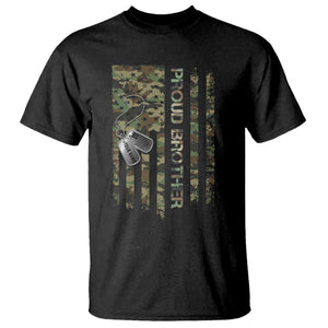 Personalized Proud Army Brother T Shirt Custom Name Dog Tag Camo American Flag Gift TS10 Black Print Your Wear