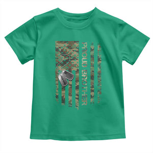 Personalized Proud Army Brother Toddler T Shirt Custom Name Dog Tag Camo American Flag Gift TS10 Irish Green Print Your Wear