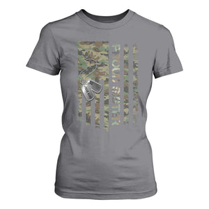 Personalized Proud Army Sister T Shirt For Women Custom Name Dog Tag Camo American Flag Gift TS10 Charcoal Print Your Wear