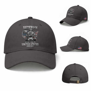 Personalized Veteran Flag Baseball Cap Custom Name U.S. Army TS10 Baseball Cap Universal Fit Dark Gray Print Your Wear