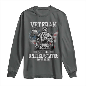 Personalized Veteran Flag Long Sleeve Shirt Custom Name U.S. Army TS10 Dark Heather Print Your Wear