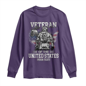 Personalized Veteran Flag Long Sleeve Shirt Custom Name U.S. Army TS10 Purple Print Your Wear