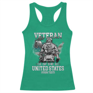 Personalized Veteran Flag Racerback Tank Top Custom Name U.S. Army TS10 Irish Green Print Your Wear