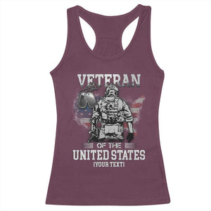 Personalized Veteran Flag Racerback Tank Top Custom Name U.S. Army TS10 Maroon Print Your Wear