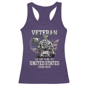 Personalized Veteran Flag Racerback Tank Top Custom Name U.S. Army TS10 Purple Print Your Wear
