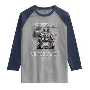 Personalized Veteran Flag Raglan Shirt Custom Name U.S. Army TS10 Sport Gray Navy Print Your Wear