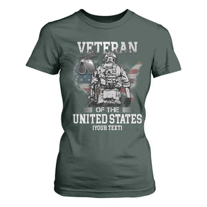 Personalized Veteran Flag T Shirt For Women Custom Name U.S. Army TS10 Dark Forest Green Print Your Wear