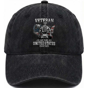 Personalized Veteran Flag Washed Cotton Baseball Cap Custom Name U.S. Army