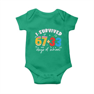 I Survived 67 33 Days Of School Baby Onesie Funny Six Seven Meme Boys Kids 100th Day TS10 Irish Green Print Your Wear