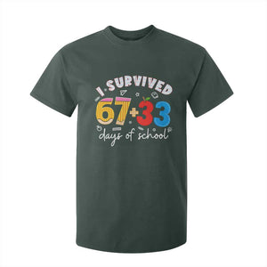 I Survived 67 33 Days Of School T Shirt For Kid Funny Six Seven Meme Boys Kids 100th Day TS10 Dark Forest Green Print Your Wear