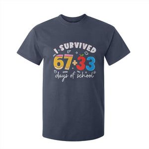 I Survived 67 33 Days Of School T Shirt For Kid Funny Six Seven Meme Boys Kids 100th Day TS10 Navy Print Your Wear