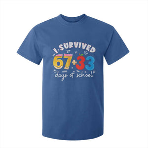 I Survived 67 33 Days Of School T Shirt For Kid Funny Six Seven Meme Boys Kids 100th Day TS10 Royal Blue Print Your Wear