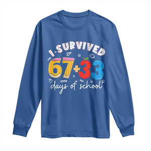 I Survived 67 33 Days Of School Long Sleeve Shirt Funny Six Seven Meme Boys Kids 100th Day TS10 Royal Blue Print Your Wear