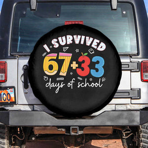 I Survived 67 33 Days Of School Spare Tire Cover Funny Six Seven Meme Boys Kids 100th Day TS10 No hole Black Print Your Wear