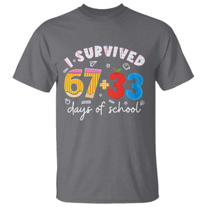 I Survived 67 33 Days Of School T Shirt Funny Six Seven Meme Boys Kids 100th Day TS10 Charcoal Print Your Wear