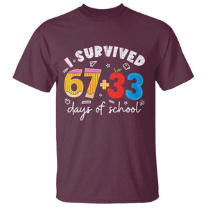 I Survived 67 33 Days Of School T Shirt Funny Six Seven Meme Boys Kids 100th Day TS10 Maroon Print Your Wear
