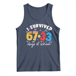 I Survived 67 33 Days Of School Tank Top Funny Six Seven Meme Boys Kids 100th Day TS10 Navy Print Your Wear