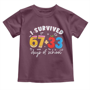 I Survived 67 33 Days Of School Toddler T Shirt Funny Six Seven Meme Boys Kids 100th Day TS10 Maroon Print Your Wear
