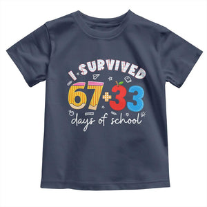 I Survived 67 33 Days Of School Toddler T Shirt Funny Six Seven Meme Boys Kids 100th Day TS10 Navy Print Your Wear