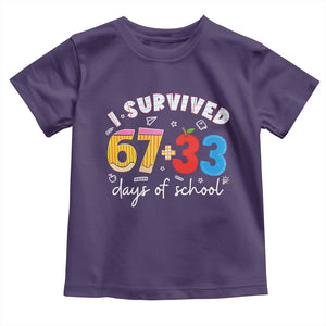 I Survived 67 33 Days Of School Toddler T Shirt Funny Six Seven Meme Boys Kids 100th Day TS10 Purple Print Your Wear