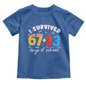 I Survived 67 33 Days Of School Toddler T Shirt Funny Six Seven Meme Boys Kids 100th Day TS10 Royal Blue Print Your Wear