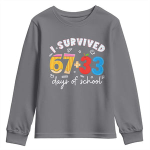 I Survived 67 33 Days Of School Youth Sweatshirt Funny Six Seven Meme Boys Kids 100th Day TS10 Charcoal Print Your Wear