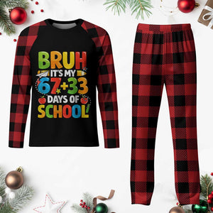 Bruh Its My 67 33 Days Of School Plaid Pajama Set Funny Six Seven Meme Boys Kids 100th Day TS10 Buffalo Plaid Print Your Wear