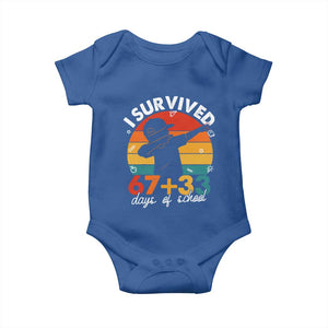 I Survived 67 33 Days Of School Baby Onesie Funny Six Seven Meme Math Teacher Kids 100th Day TS10 Royal Blue Print Your Wear