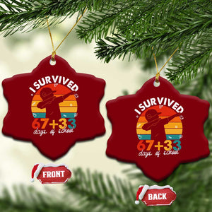 I Survived 67 33 Days Of School Ceramic Ornament Funny Six Seven Meme Math Teacher Kids 100th Day TS10 Print Your Wear
