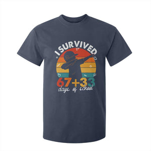 I Survived 67 33 Days Of School T Shirt For Kid Funny Six Seven Meme Math Teacher Kids 100th Day TS10 Navy Print Your Wear