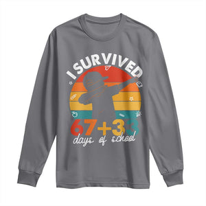 I Survived 67 33 Days Of School Long Sleeve Shirt Funny Six Seven Meme Math Teacher Kids 100th Day TS10 Charcoal Print Your Wear