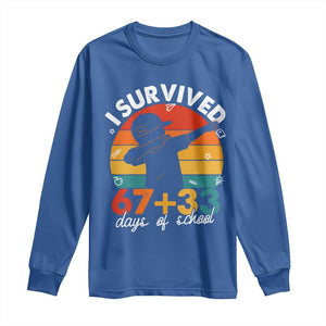 I Survived 67 33 Days Of School Long Sleeve Shirt Funny Six Seven Meme Math Teacher Kids 100th Day TS10 Royal Blue Print Your Wear