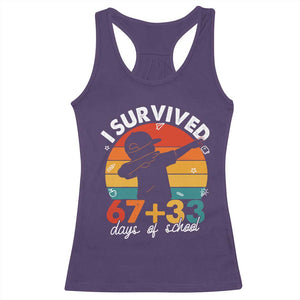 I Survived 67 33 Days Of School Racerback Tank Top Funny Six Seven Meme Math Teacher Kids 100th Day TS10 Purple Print Your Wear